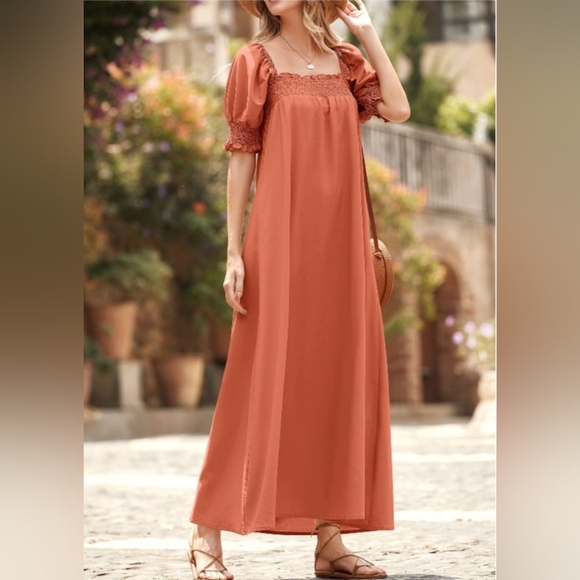 kirundo Dresses & Skirts - Women’s Rust Square-Neck Maxi Dress